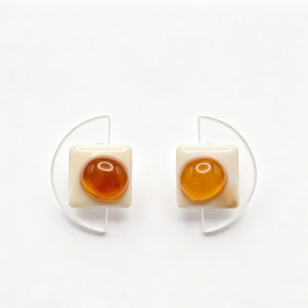 Fan-shaped Color-blocked Earrings