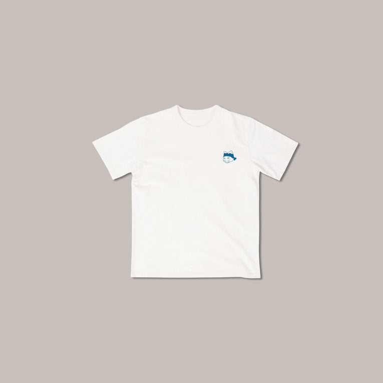 《Dancing Cat Tee》- White｜Bright Blue Tee