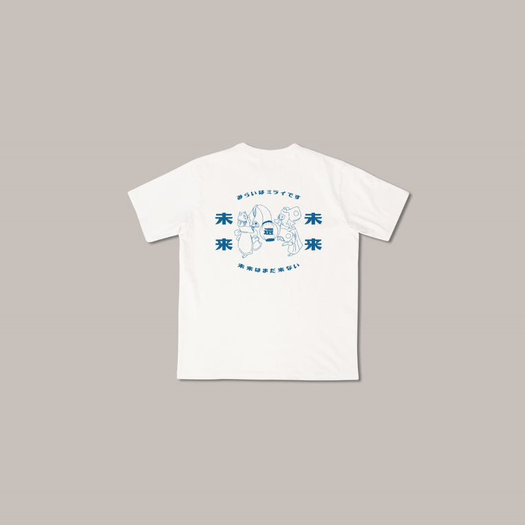 《Dancing Cat Tee》- White｜Bright Blue Tee