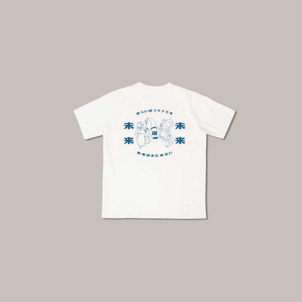 《Dancing Cat Tee》- White｜Bright Blue Tee