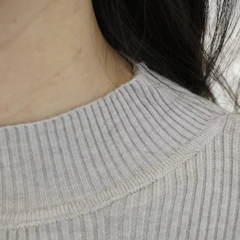 High neck ribbed knit fitted versatile top