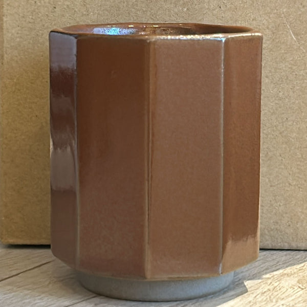 Caramel brown Nine‑Sided Japanese Tea Cup front view at Grandmama Store in Hong Kong