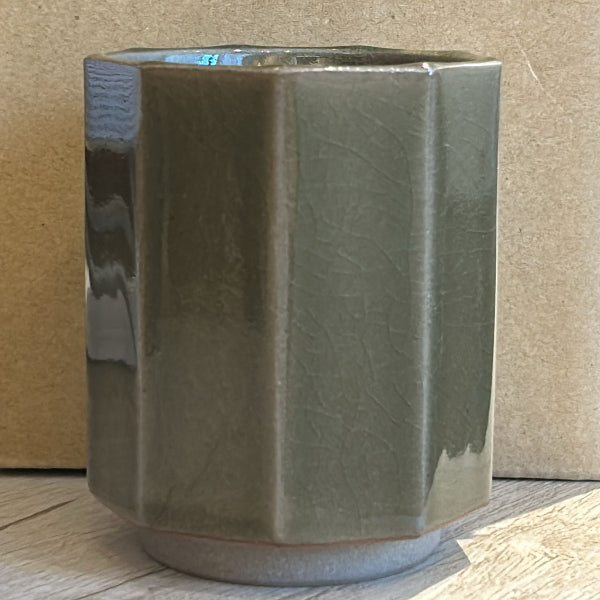 Celadon green Nine‑Sided Japanese Tea Cup front view at Grandmama Store in Hong Kong