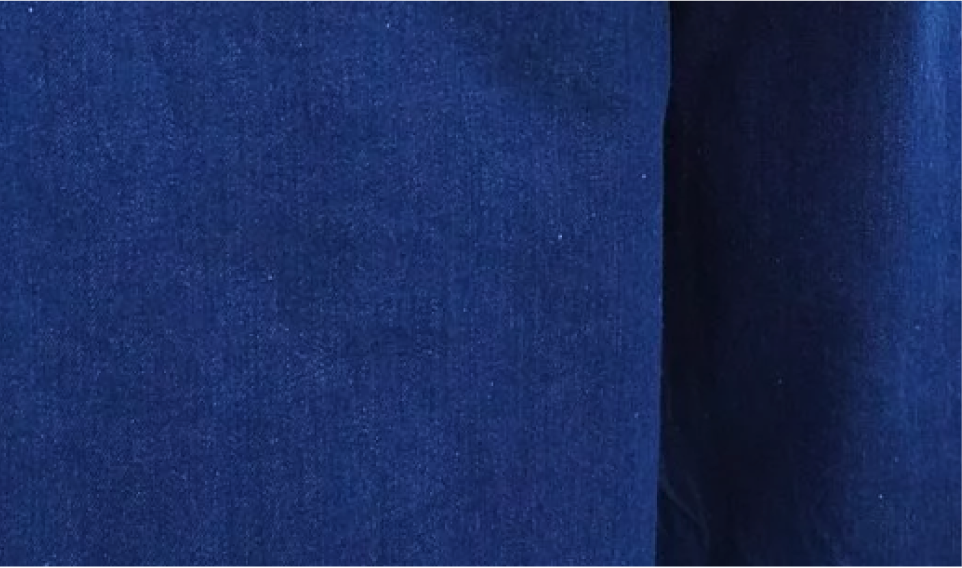 Close-up denim fabric texture on Navy blue Kamon Japanese Waist Rope Pants-Lion Rock at Grandmama Store in Hong Kong
