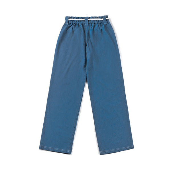 Kamon Japanese Waist Rope Pants-Mt.Fuji｜Oxford blue