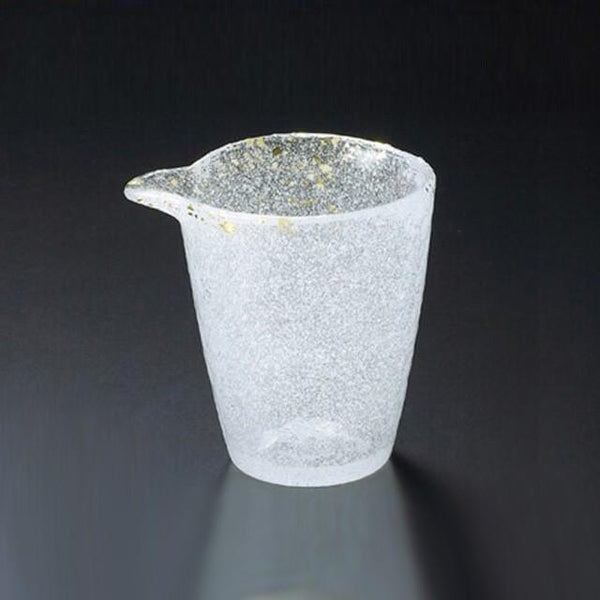 Edo Glass Gold‑Accent Light Snow Sake Flask with pouring spout at Grandmama Store in Hong Kong