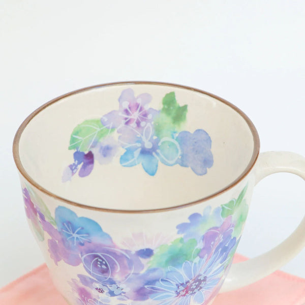 Interior detail of blue floral Spring Blossom Ceramic Cup at Grandmama Store in Hong Kong