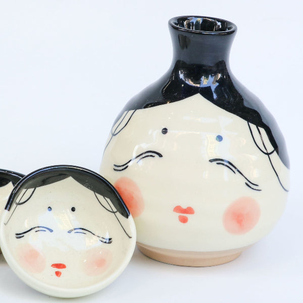 Japanese-Style Doll Sake Set (One Flask, One Cup) front view at Grandmama Store in Hong Kong