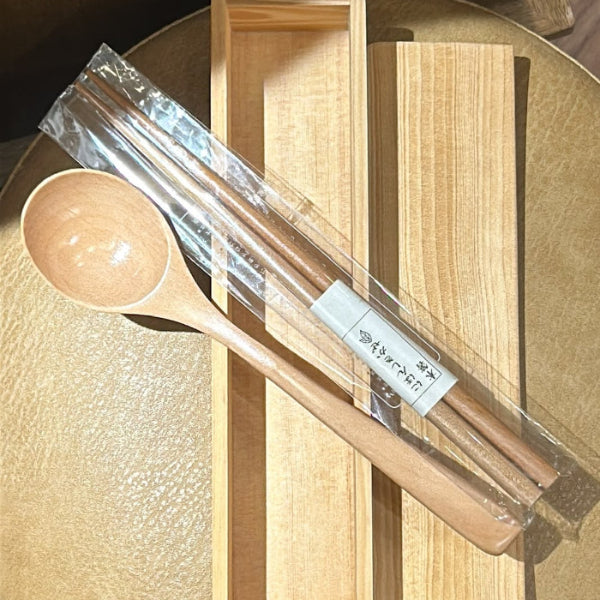 Japanese Chopsticks & Spoon Gift Set in natural light wood at Grandmama Store in Hong Kong