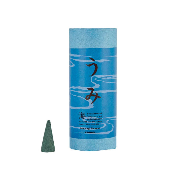 Japanese cone incense stick with blue wave pattern tube packaging at Grandmama Store in Hong Kong