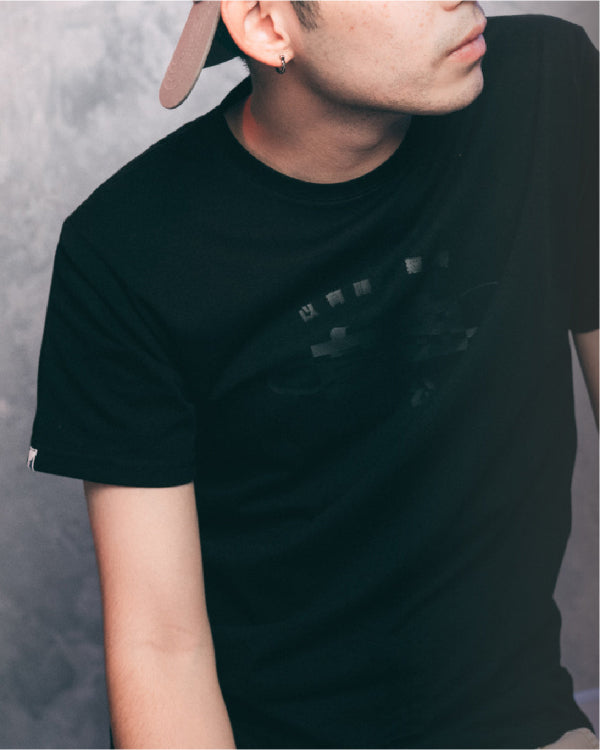 Life Matters Black Cotton Tee Infinity close-up shot at Grandmama Store in Hong Kong.
