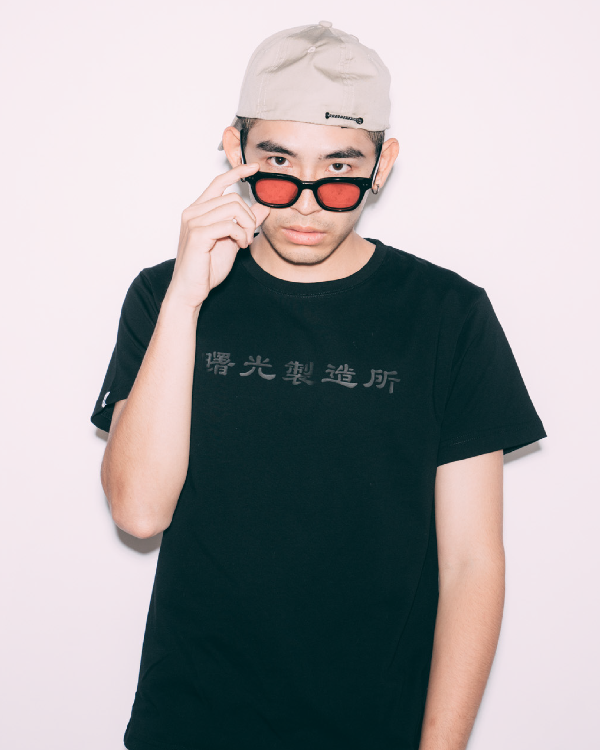Life Matters Light of Dawn black graphic t-shirt male model photo at Grandmama Store in Hong Kong.