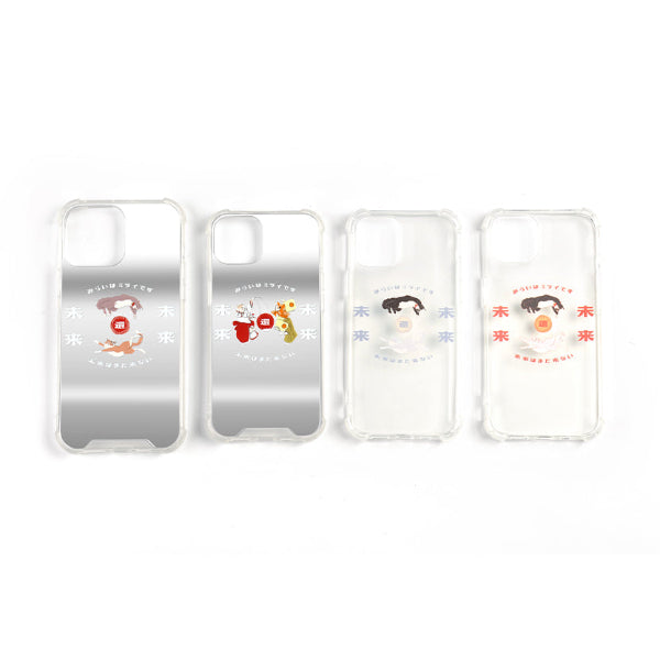 Lineup of mirror and clear Lazy Cat Phone Cases in Light Blue edition at Grandmama Store in Hong Kong.