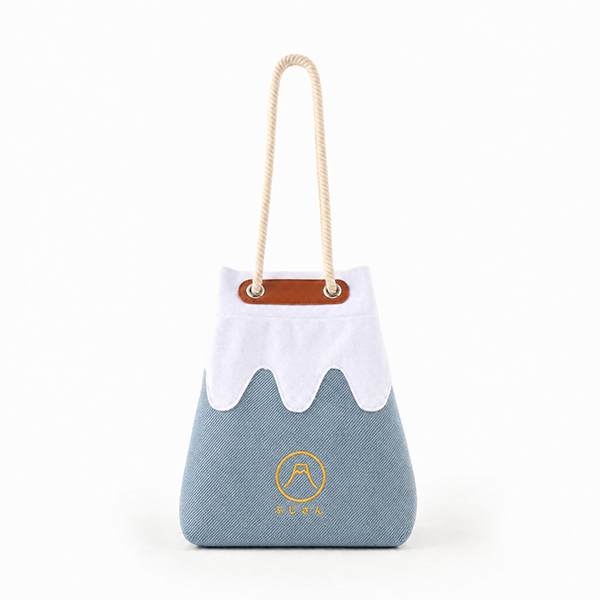 Medium Light Blue Mt. Fuji Sake Bag front view at Grandmama Store in Hong Kong