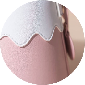 Mt. Fuji Goen Bag in Pink wavy stitching detail at Grandmama Store in Hong Kong