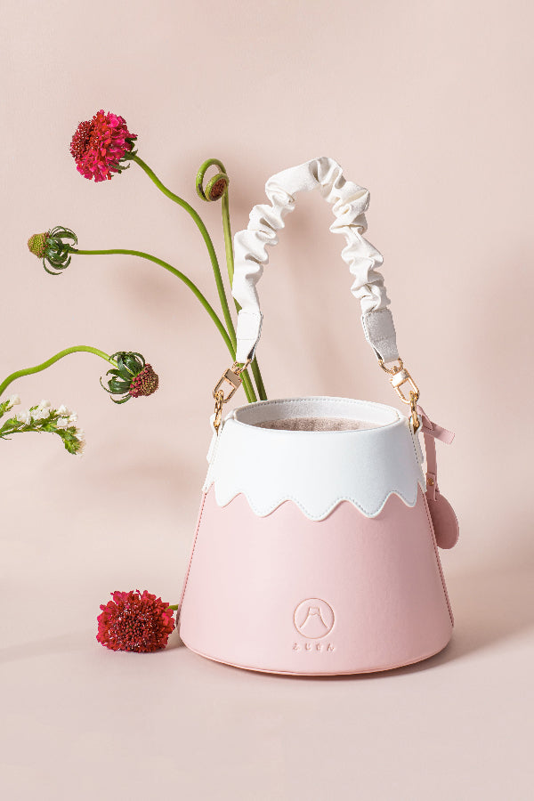 Mt. Fuji Goen Bag in Pink with scrunched strap at Grandmama Store in Hong Kong