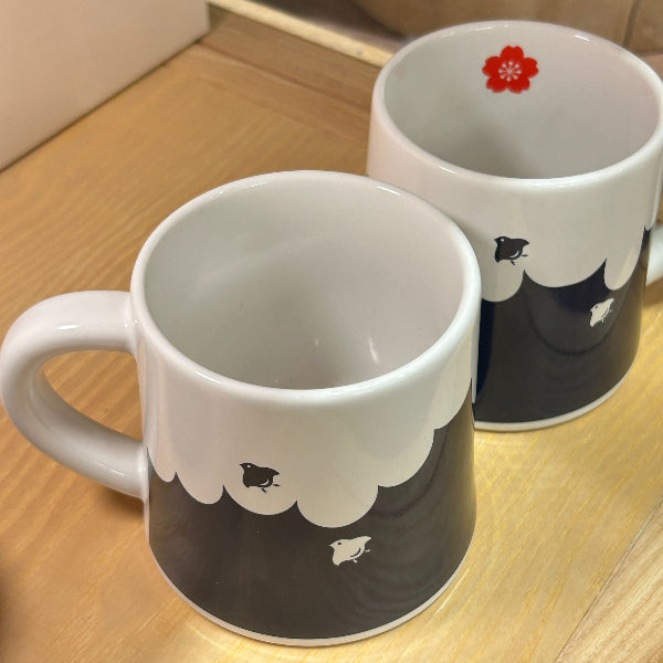 Pair of Japanese Mino‑ware Mount Fuji Ceramic Mugs in navy and grey at Grandmama Store in Hong Kong