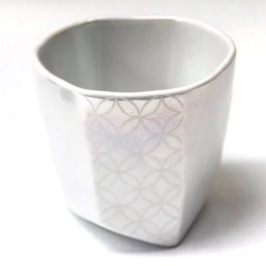 Pearlescent Sakura Hexagonal Ceramic Cup front view at Grandmama Store in Hong Kong