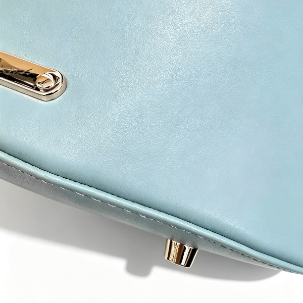Protective purse feet detail on light blue Mt. Fuji Goen Bag at Grandmama Store in Hong Kong