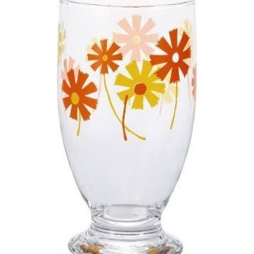 Showa Retro Tumbler (Footed) with orange and yellow daisies at Grandmama Store in Hong Kong