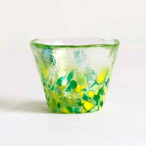 Side view of Tsugaru Cup Yamawaka Young Mountain Leaves glass cup at Grandmama Store in Hong Kong