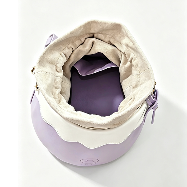 Top view interior of Mt. Fuji Goen Bag in Violet lavender at Grandmama Store in Hong Kong