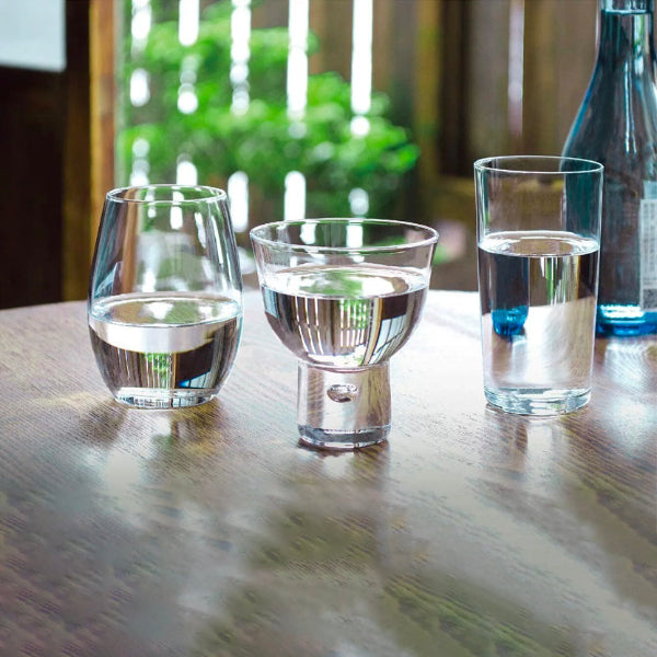 Toyo Sasaki Sake Cup set filled on a wooden table at Grandmama Store in Hong Kong