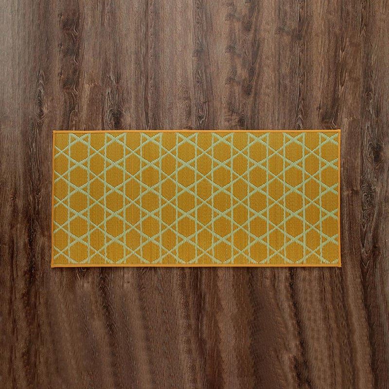 Yellow IGUSA Rush Grass Floor Mat (Kyukawa Series) on wood floor at Grandmama Store in Hong Kong