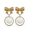 Bow Pompom Dangle Earrings