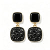 Black Crystal Square Earrings