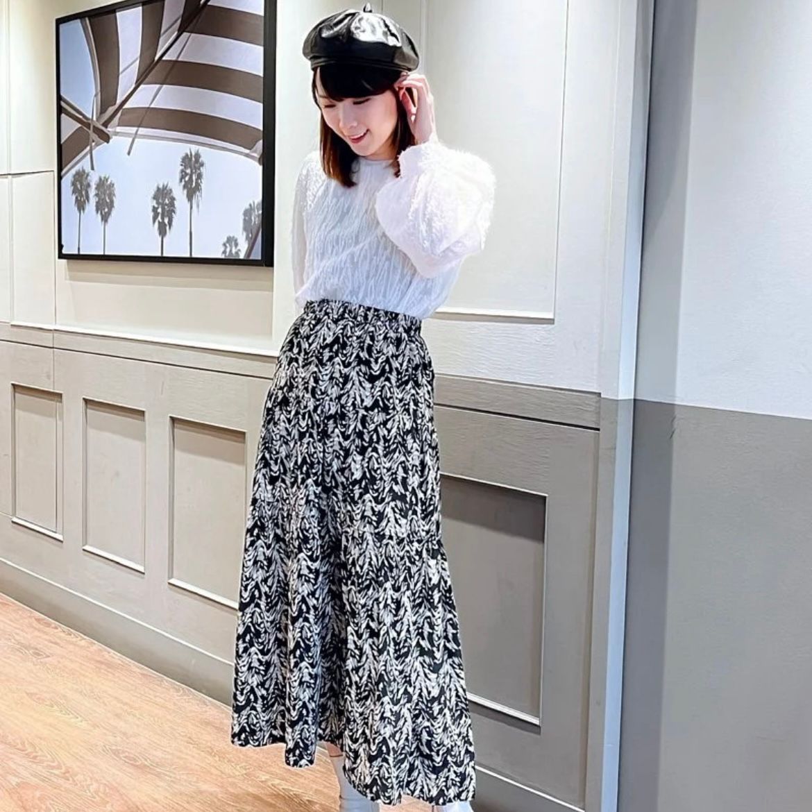 Brushstroke floral maxi skirt