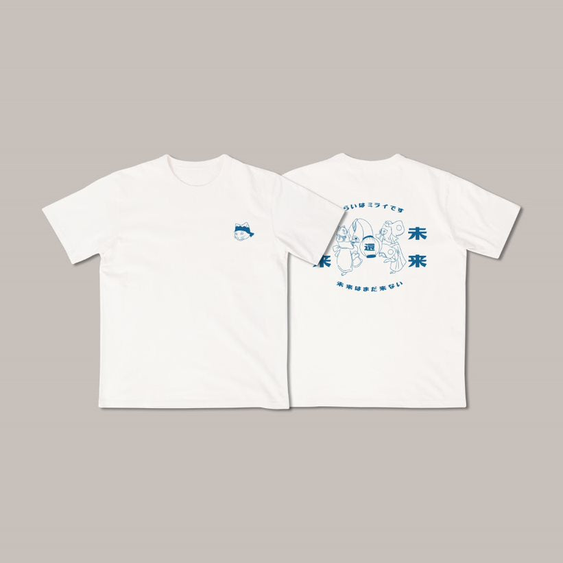 《Dancing Cat Tee》- White｜Bright Blue Tee