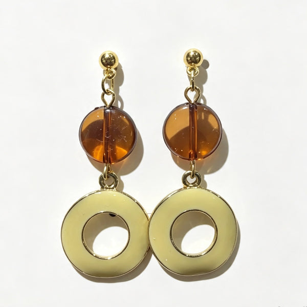 grandmama-cafe-gold-bead-amber-resin-light-yellow-donut-drop-earrings-hong-kong
