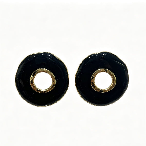 grandmama-cafe-gold-rim-black-enamel-donut-stud-earrings-hong-kong