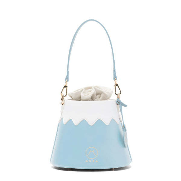 Light blue and white leather Mt. Fuji Goen Bag in Snow colourway at Grandmama Store in Hong Kong.